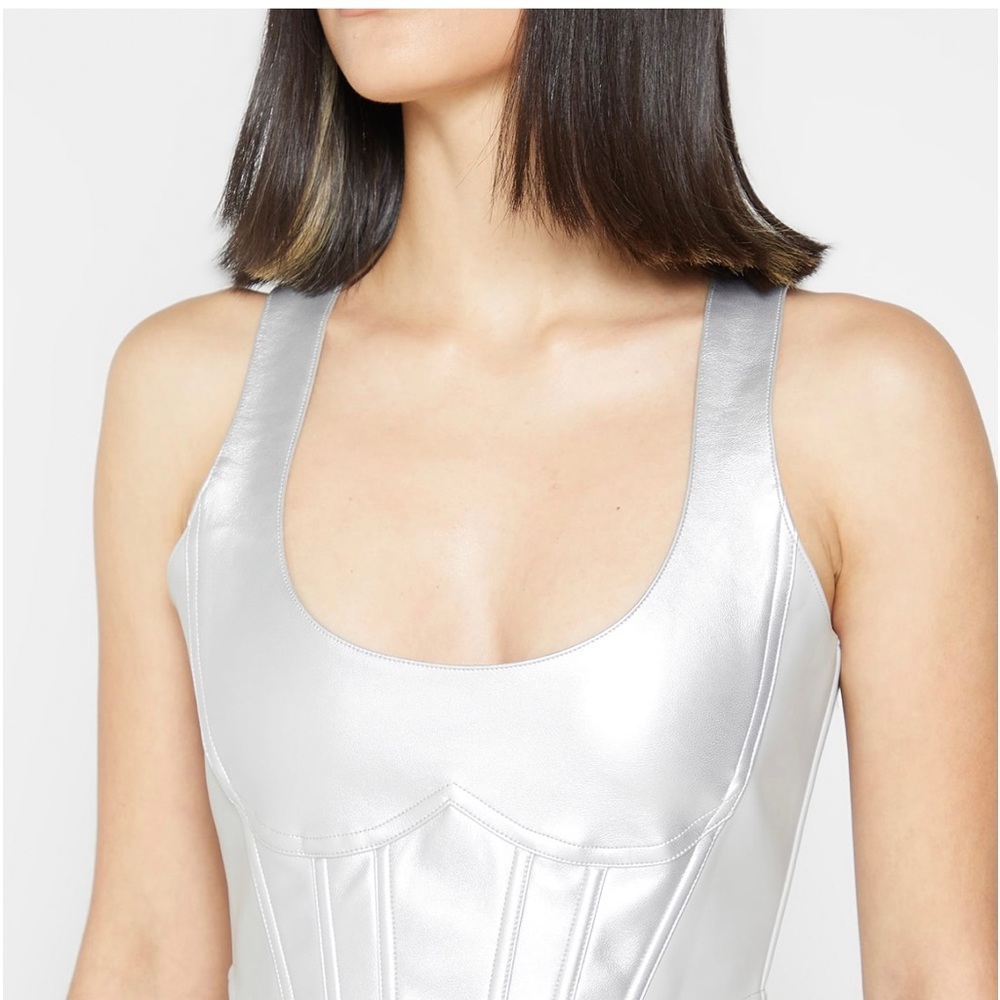 Silver Vegan Leather Corset